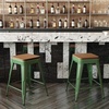 image:imageFlash Furniture Kai Commercial Grade IndoorOutdoor Bar Height Stool  Black Metal Frame  Black Poly Resin Seat  30 High  BacklessGreenTeak