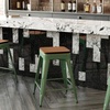 image:imageFlash Furniture Kai Commercial Grade IndoorOutdoor Bar Height Stool  Black Metal Frame  Black Poly Resin Seat  30 High  BacklessGreenTeak