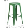 image:imageFlash Furniture Kai Commercial Grade IndoorOutdoor Bar Height Stool  Black Metal Frame  Black Poly Resin Seat  30 High  BacklessGreenTeak
