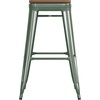 image:imageFlash Furniture Kai Commercial Grade IndoorOutdoor Bar Height Stool  Black Metal Frame  Black Poly Resin Seat  30 High  BacklessGreenTeak
