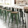 image:imageFlash Furniture Kai Commercial Grade IndoorOutdoor Bar Height Stool  Black Metal Frame  Black Poly Resin Seat  30 High  BacklessGreenTeak