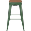 image:imageFlash Furniture Kai Commercial Grade IndoorOutdoor Bar Height Stool  Black Metal Frame  Black Poly Resin Seat  30 High  BacklessGreenTeak