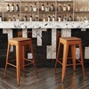 image:imageFlash Furniture Kai Commercial Grade IndoorOutdoor Bar Height Stool  Black Metal Frame  Black Poly Resin Seat  30 High  BacklessOrangeTeak