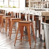 image:imageFlash Furniture Kai Commercial Grade IndoorOutdoor Bar Height Stool  Black Metal Frame  Black Poly Resin Seat  30 High  BacklessOrangeTeak