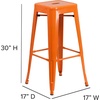 image:imageFlash Furniture Kai Commercial Grade IndoorOutdoor Bar Height Stool  Black Metal Frame  Black Poly Resin Seat  30 High  BacklessOrangeTeak