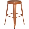 image:imageFlash Furniture Kai Commercial Grade IndoorOutdoor Bar Height Stool  Black Metal Frame  Black Poly Resin Seat  30 High  BacklessOrangeTeak