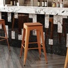 image:imageFlash Furniture Kai Commercial Grade IndoorOutdoor Bar Height Stool  Black Metal Frame  Black Poly Resin Seat  30 High  BacklessOrangeTeak