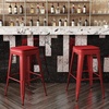 image:imageFlash Furniture Kai Commercial Grade IndoorOutdoor Bar Height Stool  Black Metal Frame  Black Poly Resin Seat  30 High  BacklessRedRed