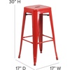 image:imageFlash Furniture Kai Commercial Grade IndoorOutdoor Bar Height Stool  Black Metal Frame  Black Poly Resin Seat  30 High  BacklessRedRed