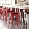 image:imageFlash Furniture Kai Commercial Grade IndoorOutdoor Bar Height Stool  Black Metal Frame  Black Poly Resin Seat  30 High  BacklessRedRed