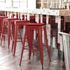 image:imageFlash Furniture Kai Commercial Grade IndoorOutdoor Bar Height Stool  Black Metal Frame  Black Poly Resin Seat  30 High  BacklessRedRed
