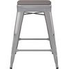 image:imageFlash Furniture Kai Commercial Grade IndoorOutdoor Bar Height Stool  Black Metal Frame  Black Poly Resin Seat  30 High  BacklessSilverGray