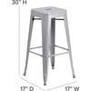 image:imageFlash Furniture Kai Commercial Grade IndoorOutdoor Bar Height Stool  Black Metal Frame  Black Poly Resin Seat  30 High  BacklessSilverGray