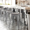 image:imageFlash Furniture Kai Commercial Grade IndoorOutdoor Bar Height Stool  Black Metal Frame  Black Poly Resin Seat  30 High  BacklessSilverGray