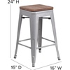 image:imageFlash Furniture Kai Commercial Grade IndoorOutdoor Bar Height Stool  Black Metal Frame  Black Poly Resin Seat  30 High  BacklessSilverGray