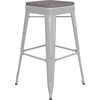 image:imageFlash Furniture Kai Commercial Grade IndoorOutdoor Bar Height Stool  Black Metal Frame  Black Poly Resin Seat  30 High  BacklessWhiteGray