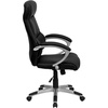 image:imageFlash Furniture Karen High Back Black LeatherSoft Executive Swivel Office Chair with Curved Headrest and White Line Stitching
