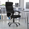 image:imageFlash Furniture Karen High Back Black LeatherSoft Executive Swivel Office Chair with Curved Headrest and White Line Stitching