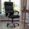 image:imageFlash Furniture Karen High Back Black LeatherSoft Executive Swivel Office Chair with Curved Headrest and White Line Stitching