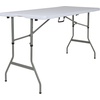 image:imageFlash Furniture Kathryn 5 Rectangular Plastic Folding Event Table with Carrying Handle BiFold Portable Banquet Table for IndoorOutdoor Events White 2725D x 60W x 34H