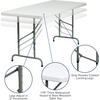 image:imageFlash Furniture Kathryn 6 Rectangular Adjustable Plastic Folding Event Table Folding Portable Banquet Table for IndoorOutdoor Events White