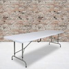 image:imageFlash Furniture Kathryn 8 Rectangular Adjustable Plastic Folding Event Table with Carrying Handle BiFold Table for IndoorOutdoor Events White