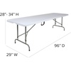 image:imageFlash Furniture Kathryn 8 Rectangular Adjustable Plastic Folding Event Table with Carrying Handle BiFold Table for IndoorOutdoor Events White