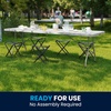 image:imageFlash Furniture Kathryn 8 Rectangular Plastic Folding Event Table with Carrying Handle BiFold Portable Banquet Table for IndoorOutdoor Events Granite White 30W x 96L