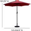 image:imageFlash Furniture Kona Tan 9 FT Round Umbrella with 15 Diameter Aluminum Pole with Crank and Tilt FunctionRed