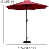image:imageFlash Furniture Kona Tan 9 FT Round Umbrella with 15 Diameter Aluminum Pole with Crank and Tilt FunctionRed