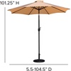 image:imageFlash Furniture Kona Tan 9 FT Round Umbrella with 15 Diameter Aluminum Pole with Crank and Tilt FunctionTan