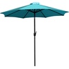 image:imageFlash Furniture Lark 3 Piece Outdoor Patio Table Set  Natural Faux Teak Dining Table  30 x 48 Synthetic Teak Patio Table with Teal Umbrella and BaseTeal