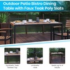 image:imageFlash Furniture Lark 3 Piece Outdoor Patio Table Set  Natural Faux Teak Dining Table  30 x 48 Synthetic Teak Patio Table with Teal Umbrella and BaseTeal