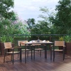 image:imageFlash Furniture Lark 5 Piece Outdoor Dining Table Set  Synthetic Teak Poly Slats  30 x 48 Steel Framed Table with Umbrella Holder Hole  4 Stackable Club Chairs