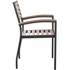 image:imageFlash Furniture Lark 5 Piece Outdoor Dining Table Set  Synthetic Teak Poly Slats  30 x 48 Steel Framed Table with Umbrella Holder Hole  4 Stackable Club Chairs
