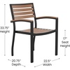 image:imageFlash Furniture Lark 7 Piece Outdoor Patio Dining Table Set  4 Synthetic Teak Stackable Chairs with Arms  30 x 48 Table  Teal Umbrella with BaseTeal