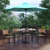 image:imageFlash Furniture Lark 7 Piece Outdoor Patio Dining Table Set  4 Synthetic Teak Stackable Chairs with Arms  30 x 48 Table  Teal Umbrella with BaseTeal