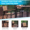 image:imageFlash Furniture Lark 7 Piece Outdoor Patio Dining Table Set  4 Synthetic Teak Stackable Chairs with Arms  30 x 48 Table  Teal Umbrella with BaseTeal