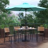 image:imageFlash Furniture Lark 7 Piece Patio Table Set  4 Synthetic Stackable Faux Teak Chairs  30 x 48 Faux Teak Table  Teal Umbrella with BaseTeal