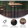 image:imageFlash Furniture Lark Commercial Grade Bar Height Patio Table IndoorOutdoor Bistro Table with Poly Resin Slats 30 Square Faux TeakTeak