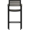 image:imageFlash Furniture Lark Commercial Grade Bar Height Stool with Arms AllWeather Outdoor Bar Stool with Faux Wood Poly Resin Slats and Aluminum Frame TeakGray Wash