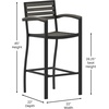 image:imageFlash Furniture Lark Commercial Grade Bar Height Stool with Arms AllWeather Outdoor Bar Stool with Faux Wood Poly Resin Slats and Aluminum Frame TeakGray Wash