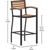 image:imageFlash Furniture Lark Commercial Grade Bar Height Stool with Arms AllWeather Outdoor Bar Stool with Faux Wood Poly Resin Slats and Aluminum Frame TeakTeak