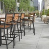 image:imageFlash Furniture Lark Commercial Grade Bar Height Stool with Arms AllWeather Outdoor Bar Stool with Faux Wood Poly Resin Slats and Aluminum Frame TeakTeak