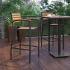 image:imageFlash Furniture Lark Commercial Grade Bar Height Stool with Arms AllWeather Outdoor Bar Stool with Faux Wood Poly Resin Slats and Aluminum Frame TeakTeak