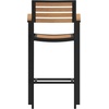 image:imageFlash Furniture Lark Commercial Grade Bar Height Stool with Arms AllWeather Outdoor Bar Stool with Faux Wood Poly Resin Slats and Aluminum Frame TeakTeak