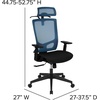 image:imageFlash Furniture Layla Ergonomic Mesh Office Chair with SynchroTilt Pivot Adjustable Headrest Lumbar Support Coat Hanger and Adjustable Arms in BlueBlack