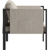 image:imageFlash Furniture Lea IndoorOutdoor Loveseat with Cushions  Modern Steel Framed Chair with Storage Pockets Black with Beige Cushions