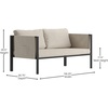 image:imageFlash Furniture Lea IndoorOutdoor Loveseat with Cushions  Modern Steel Framed Chair with Storage Pockets Black with Beige Cushions