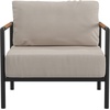 image:imageFlash Furniture Lea IndoorOutdoor Patio Chair with Cushions  Modern Aluminum Framed Chair with Teak Accented Arms Black with Beige CushionsBeige